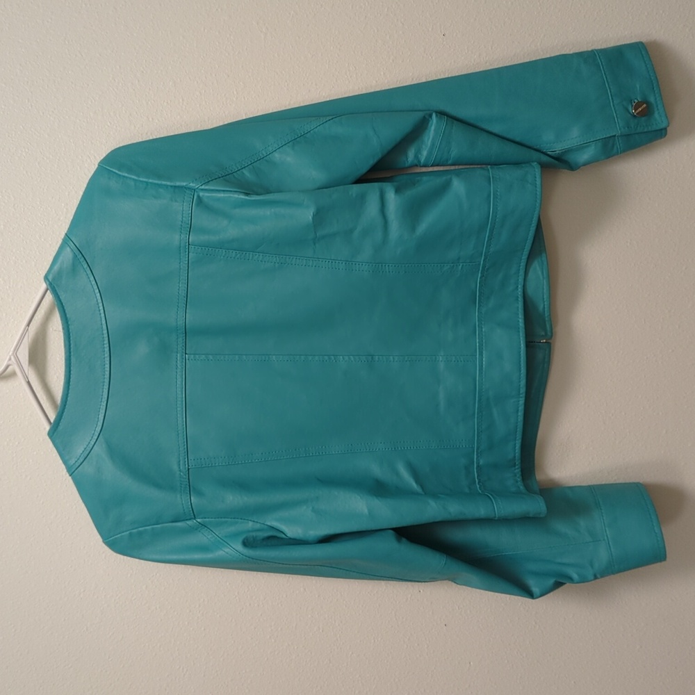 Bernado Electric Blue Leather Jacket - Silver Hardware - Cropped - Full Zip - S - Picture 6 of 15